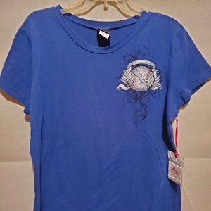Womens' Katydid Blue 3X / XXXL Peace Love Baseball T-shirt NWT